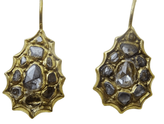 Boucles d'oreilles Boucles d’oreilles vintage en or 14 carats et diamants gris 58 Facettes earrings 11