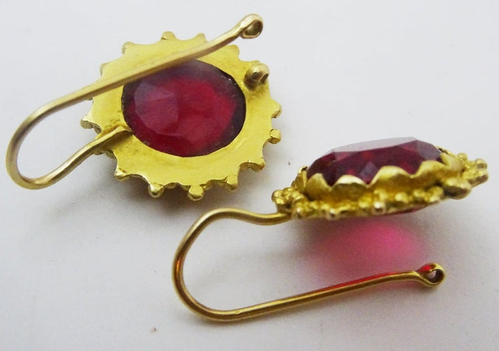 Boucles d'oreilles Boucles d’oreilles vintage ouzbèkes en or 14 carats et verre 58 Facettes earrings 12