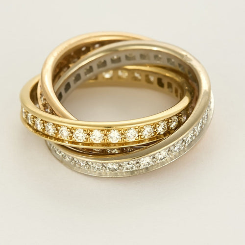 Bague 51 CARTIER - Superbe et Rare Bague « Trinity » trois ors 58 Facettes B250618
