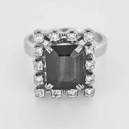 Bague 50.5 Bague vintage en or blanc, saphir et diamants 58 Facettes B260062