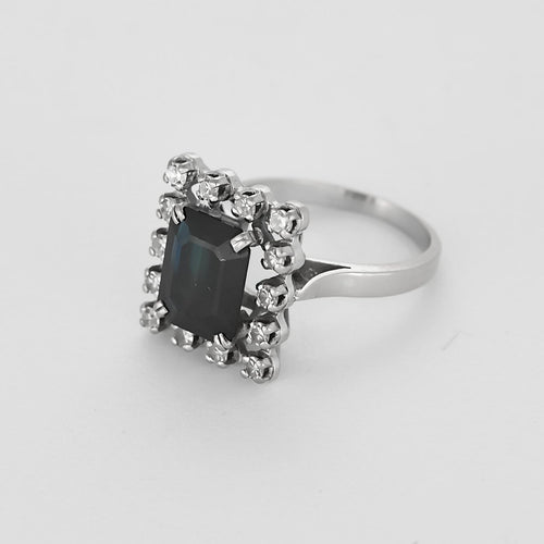 Bague 50.5 Bague vintage en or blanc, saphir et diamants 58 Facettes B260062