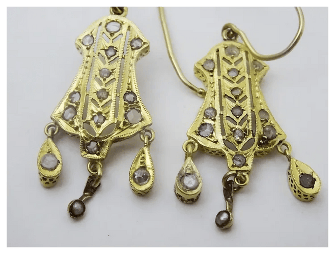 Boucles d'oreilles Boucles d'oreilles marocaines vintage gravées en or 18 carats et diamants 58 Facettes earrings 14