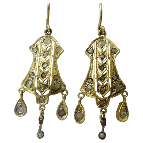 Boucles d'oreilles Boucles d'oreilles marocaines vintage gravées en or 18 carats et diamants 58 Facettes earrings 14