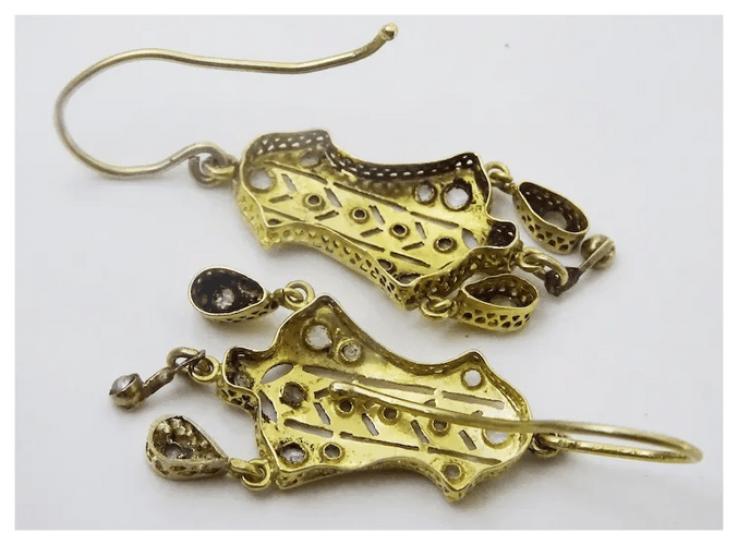 Boucles d'oreilles Boucles d'oreilles marocaines vintage gravées en or 18 carats et diamants 58 Facettes earrings 14