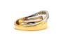 Bague 55 Bague contemporaine en or jaune et or blanc 18 carats sertie de diamants 58 Facettes B816
