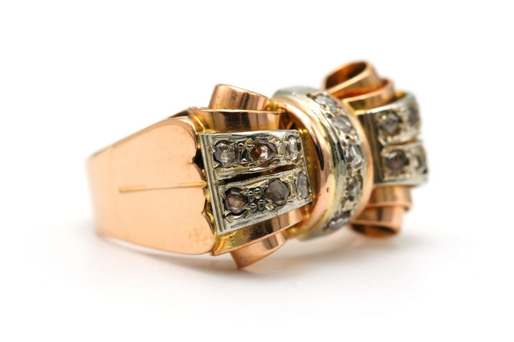 Bague 53 Bague Art déco sertie de diamants taille rose en or jaune 18 carats 58 Facettes 23520