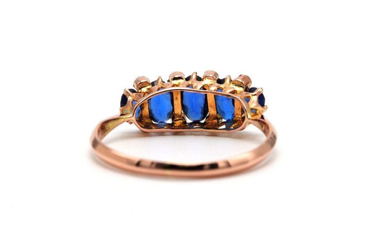 Bague 51 Bague Art déco sertie de saphirs et perles en or jaune 18 carats 58 Facettes B817