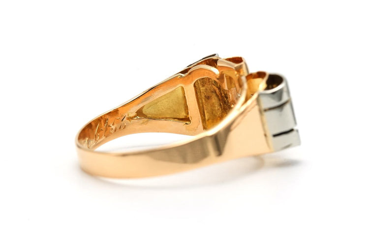 Bague 56 Art déco - Bague en or jaune et blanc 18 carats et diamants 58 Facettes 22767