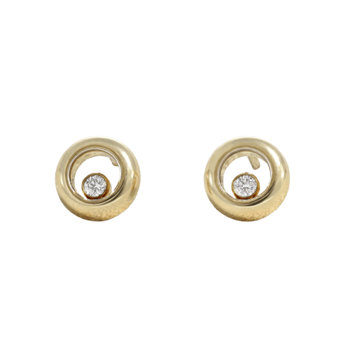 Boucles d'oreilles Chopard Happy Diamonds Icons - Puces d'oreilles en or jaune et diamants 58 Facettes 66300068