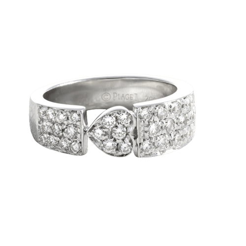 Bague 54 Piaget - Bague cœur en or gris 18 carats avec diamants 58 Facettes OC-61E00520