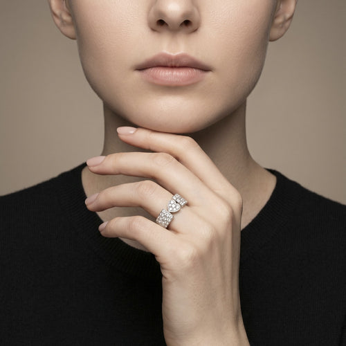 Bague 54 Bague Piaget Coeur Or gris et Diamants 58 Facettes OC-61E00520