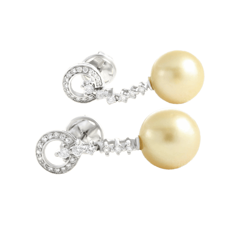 Boucles d'oreilles Boucles d’oreilles pendantes en perles de culture, or blanc et diamants 58 Facettes 661D00003