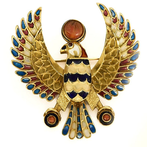 Broche Broche motif égyptien en or jaune et émail 58 Facettes LF4