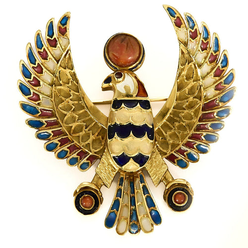 Pendentif Broche/pendentif motif égyptien en or jaune et émail 58 Facettes LF4