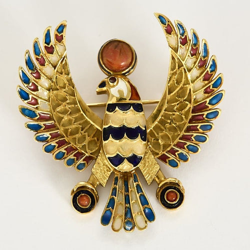 Broche Broche motif égyptien en or jaune et émail 58 Facettes LF4