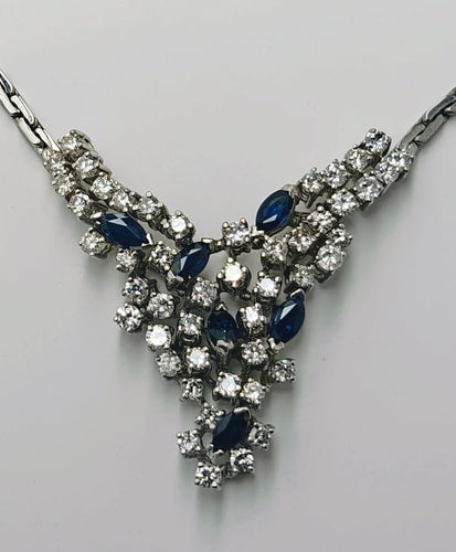 Collier Collier ras-de-cou vintage - Collier en or 18K avec diamants et saphirs 58 Facettes E58
