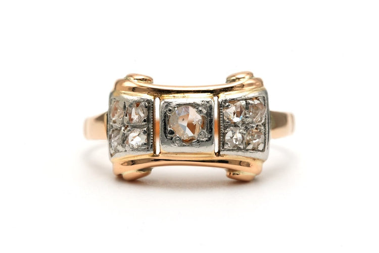 Bague 55 Art déco - Bague en or jaune 18 carats et diamants 58 Facettes B819