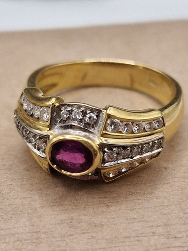 Bague 62 Bague vintage en or jaune 18 ct, rubis et diamants 58 Facettes CV-014