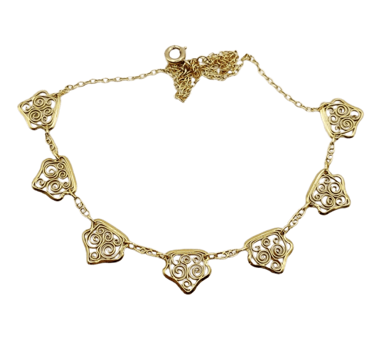 Collier Collier draperie Art nouveau à motifs filigranés en or 18k 58 Facettes A06735