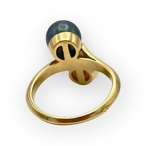 Bague 48 Bague toi & moi en or jaune 750 avec perles 58 Facettes 149066877