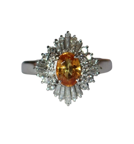 Bague 51 Bague saphir orange et diamants en platine 58 Facettes 608