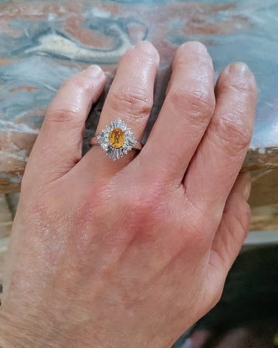 Bague 51 Bague saphir orange et diamants en platine 58 Facettes 608