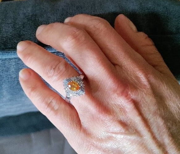 Bague 51 Bague saphir orange et diamants en platine 58 Facettes 608