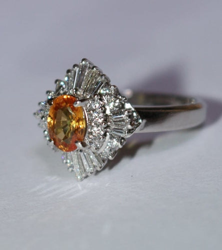 Bague 51 Bague saphir orange et diamants en platine 58 Facettes 608