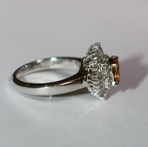 Bague 51 Bague saphir orange et diamants en platine 58 Facettes 608