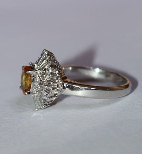 Bague 51 Bague saphir orange et diamants en platine 58 Facettes 608