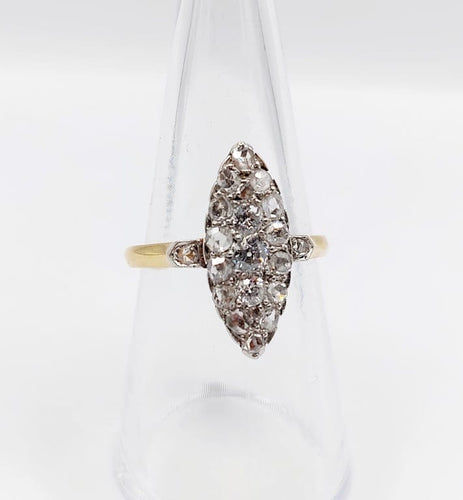 Bague 54.5 Bague marquise ancienne en or 18k et platine, diamants 58 Facettes A06739
