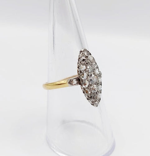 Bague 54.5 Bague marquise ancienne en or 18k et platine, diamants 58 Facettes A06739