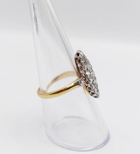 Bague 54.5 Bague marquise ancienne en or 18k et platine, diamants 58 Facettes A06739