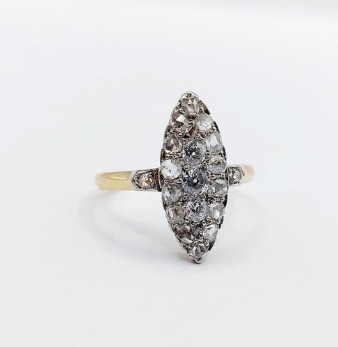 Bague 54.5 Bague marquise ancienne en or 18k et platine, diamants 58 Facettes A06739