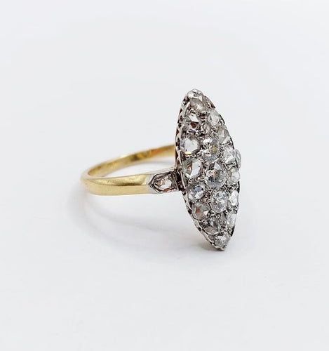 Bague 54.5 Bague marquise ancienne en or 18k et platine, diamants 58 Facettes A06739