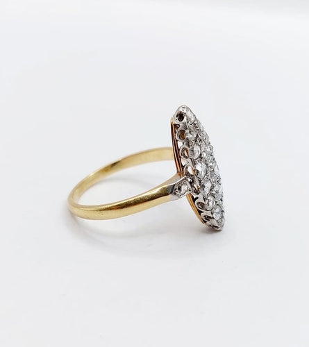 Bague 54.5 Bague marquise ancienne en or 18k et platine, diamants 58 Facettes A06739