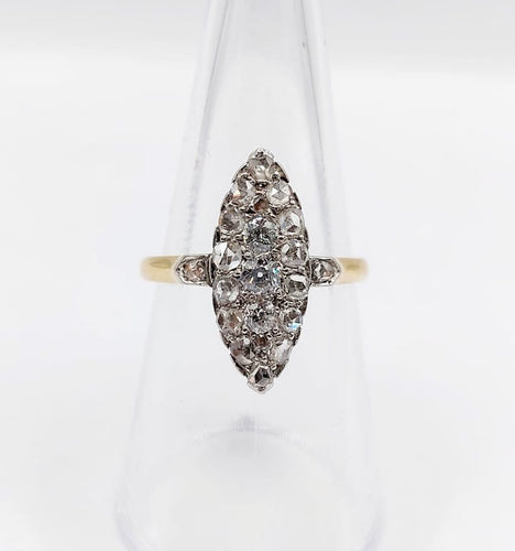 Bague 54.5 Bague marquise ancienne en or 18k et platine, diamants 58 Facettes A06739