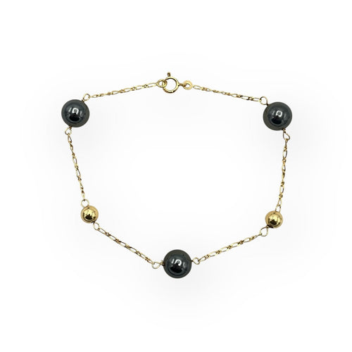 Bracelet Bracelet en or jaune 750 et hématites 58 Facettes 149067297