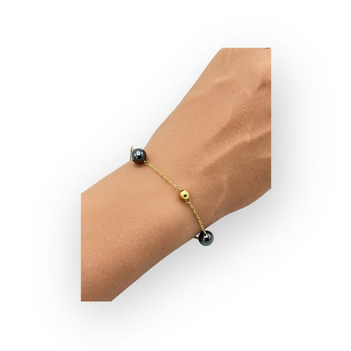 Bracelet Bracelet en or jaune 750 et hématites 58 Facettes 149067297
