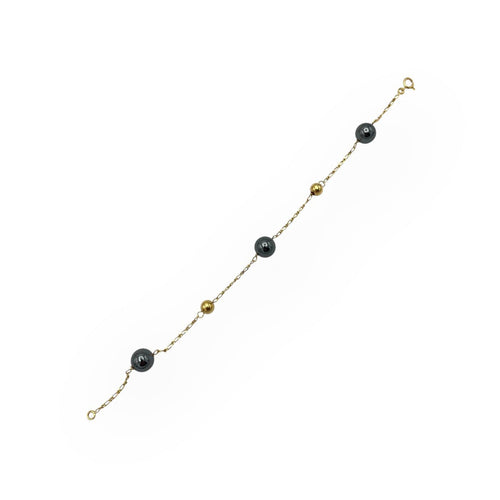 Bracelet Bracelet en or jaune 750 et hématites 58 Facettes 149067297