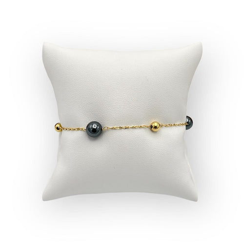 Bracelet Bracelet en or jaune 750 et hématites 58 Facettes 149067297