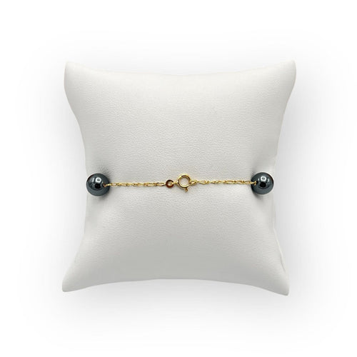 Bracelet Bracelet en or jaune 750 et hématites 58 Facettes 149067297