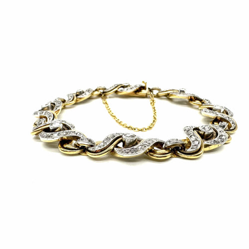 Bracelet Bracelet en platine et or jaune 750 avec diamants taille rose 58 Facettes Z15B51764