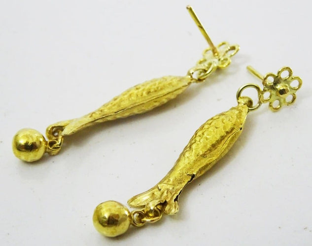 Boucles d'oreilles Boucles d’oreilles vintage poisson en or 14 et 21 carats 58 Facettes earrings 24