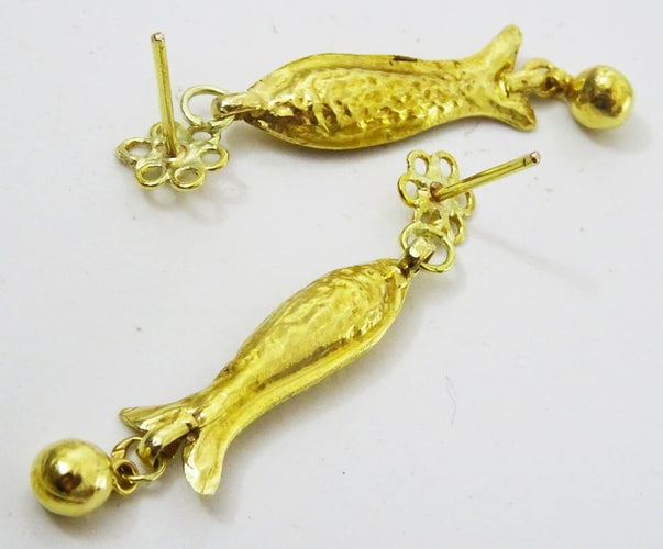 Boucles d'oreilles Boucles d’oreilles vintage poisson en or 14 et 21 carats 58 Facettes earrings 24
