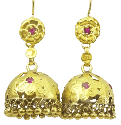 Boucles d'oreilles Boucles d’oreilles anciennes - Or jaune 22 carats et pierres roses 58 Facettes earring 28