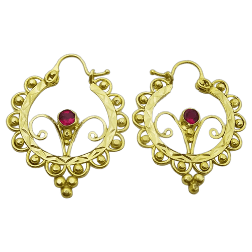 Boucles d'oreilles Boucles d’oreilles demi-créoles vintage en or 18 carats et rubis 58 Facettes earrings 29