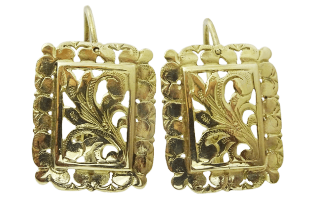 Boucles d'oreilles Boucles d'oreilles vintage marocaines en or jaune 18 carats 58 Facettes earrings 33