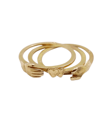 Bague 49 Bague Fédé victorienne en or 18k cœur et mains, circa 1880 58 Facettes A06750