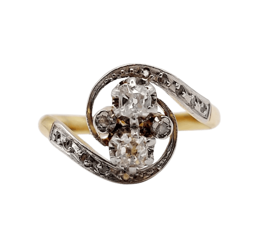 Bague 54 Bague toi et moi tourbillon antique en or 18k, platine et diamants 58 Facettes A06754